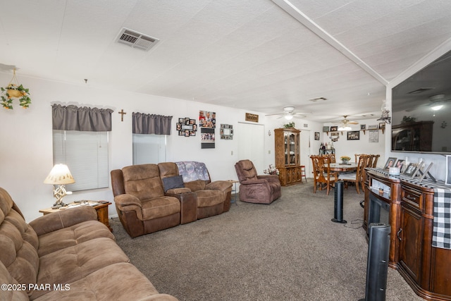 2049 N Maricopa St, Chino Valley, AZ 86323 - living room featuring carpet floors and ceiling fan