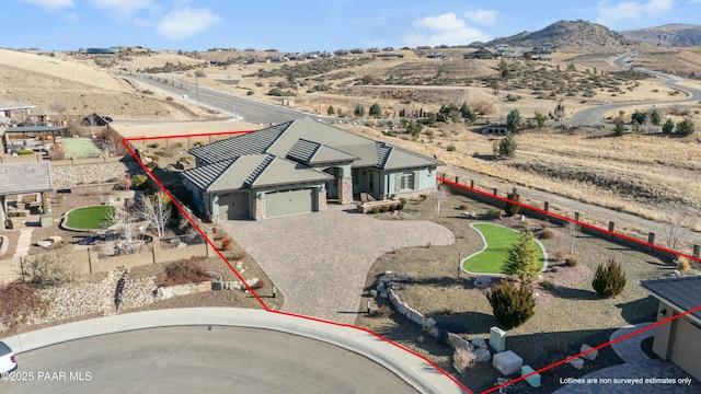 aerial view featuring a mountain view