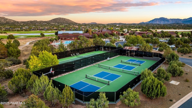 aerial view with a residential view and a mountain view