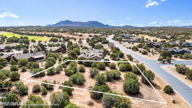 birds eye view of property featuring a residential view and a mountain view