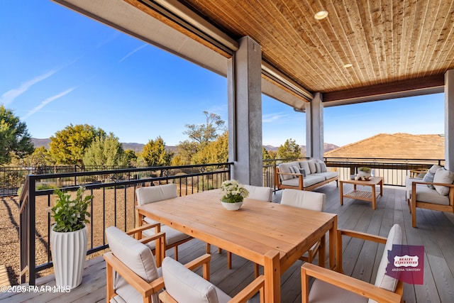 904 Daybreak Dr, Prescott, AZ 86303 - wooden deck featuring outdoor lounge area and a mountain view