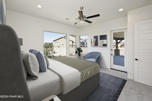 12265 N Petra Cir, Prescott, AZ 86305 - carpeted bedroom with access to exterior, multiple windows, recessed lighting, and baseboards