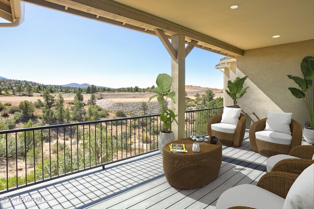5939 W Cedron Cir, Prescott, AZ 86305 - wooden deck with a mountain view and a rural view