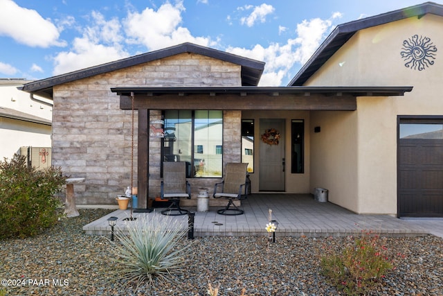 exterior space featuring a garage