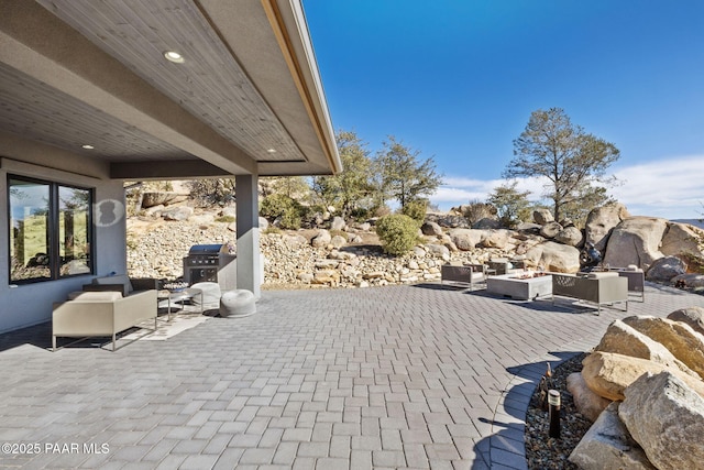 view of patio / terrace featuring grilling area and an outdoor living space