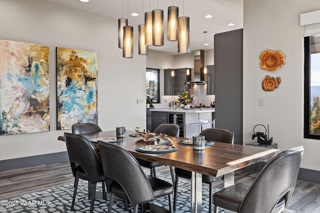 dining room with dark wood-type flooring