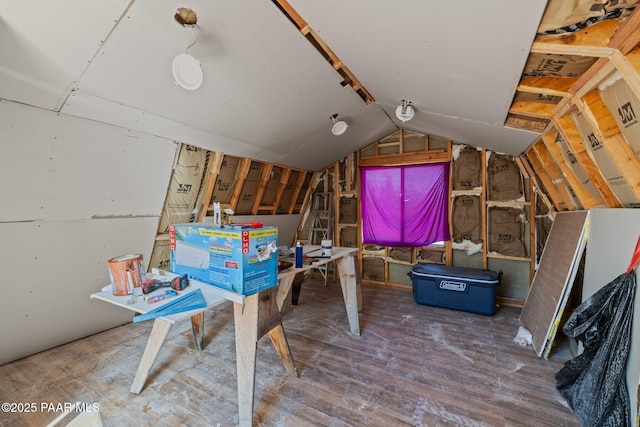 view of unfinished attic