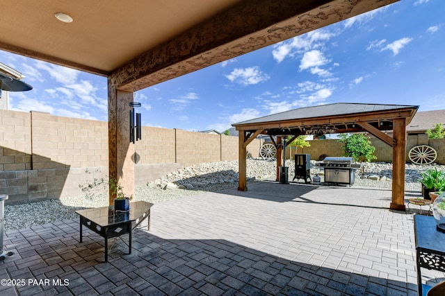 6166 E Walden Way, Prescott Valley, AZ 86314 - fenced backyard featuring a gazebo, a patio area, and grilling area