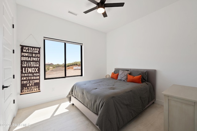 bedroom featuring ceiling fan