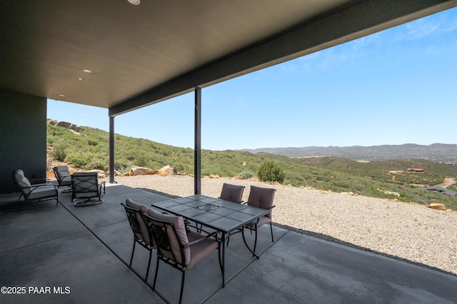 view of patio with a mountain view