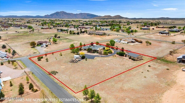 1640 W Grasshopper Ln, Chino Valley, AZ 86323 - view of rural area with property parcel outlined, a mountain backdrop, and a desert landscape