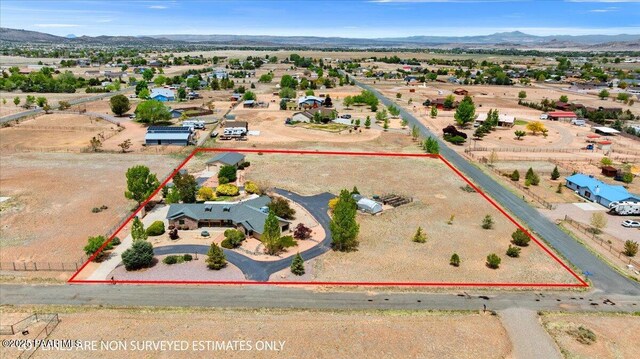 1640 W Grasshopper Ln, Chino Valley, AZ 86323 - aerial view of property's location with property boundaries highlighted and a mountainous background