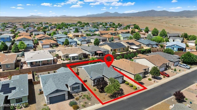 13058 E Acosta St, Dewey-Humboldt, AZ 86327 - aerial view of residential area featuring mountains and property parcel outlined