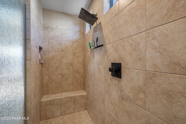 details with a tile shower