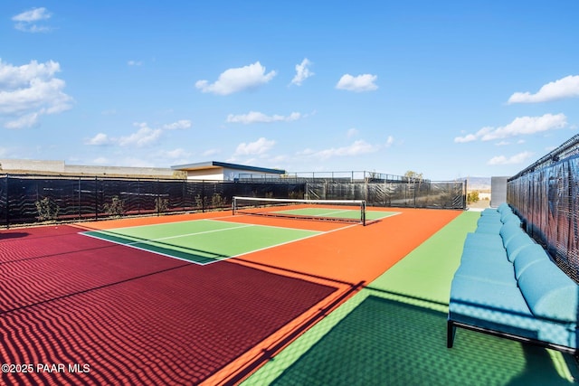 view of tennis court with basketball court