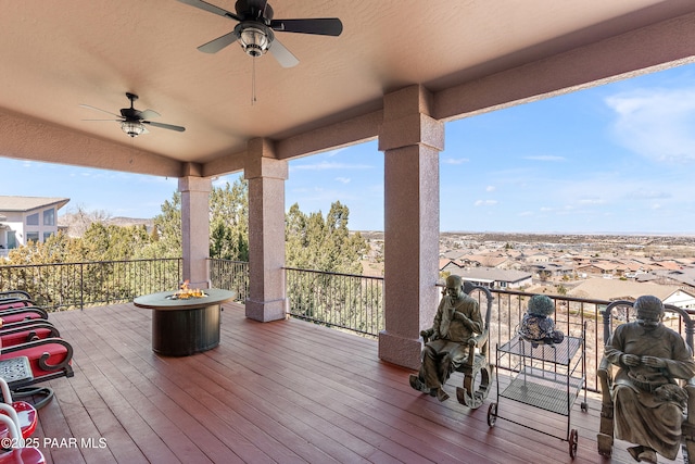 deck featuring a ceiling fan