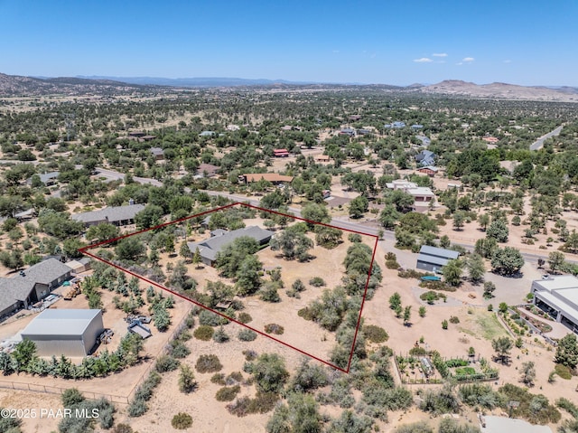 2785 W Bard Ranch Rd, Prescott, AZ 86305 - aerial view of property's location with property parcel outlined and a mountainous background