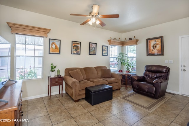11250 E State Route 69, Dewey-Humboldt, AZ 86327 - living area featuring ceiling fan, light tile patterned floors, and baseboards
