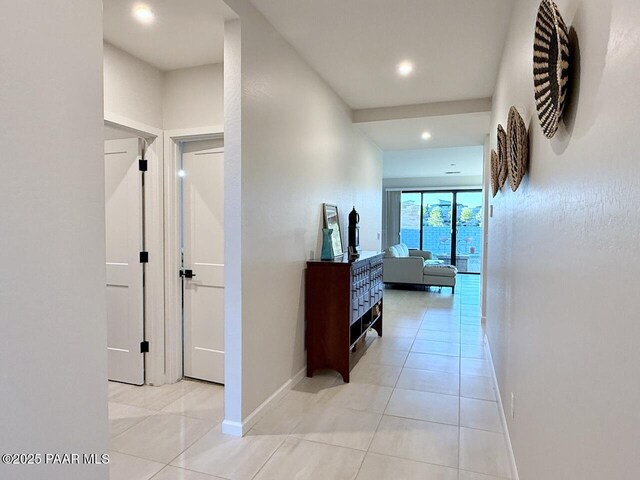 5744 E Killen Loop, Prescott Valley, AZ 86314 - hall featuring light tile patterned floors, baseboards, and recessed lighting