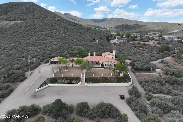 bird's eye view with a mountain view