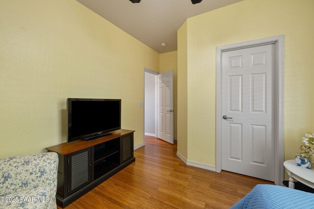 1109 N Half Hitch Rd, Prescott Valley, AZ 86314 - bedroom featuring wood finished floors, baseboards, and ceiling fan