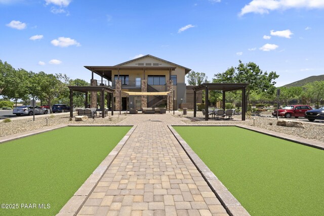1109 N Half Hitch Rd, Prescott Valley, AZ 86314 - view of playground featuring a game area, a pergola, and a mountain view
