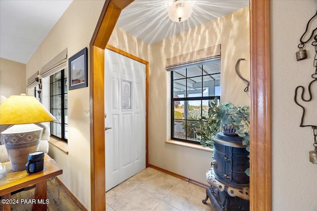 entryway with vaulted ceiling