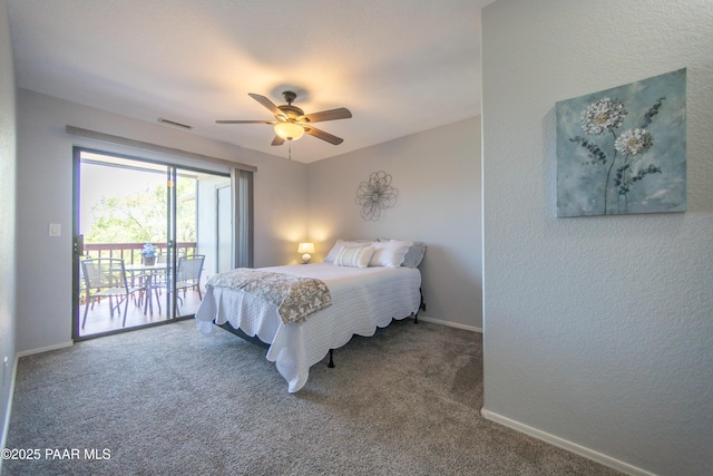 3070 Cascades Ct Unit 14C, Prescott, AZ 86301 - bedroom featuring access to outside, carpet, and ceiling fan