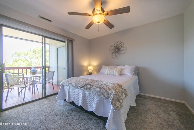 3070 Cascades Ct Unit 14C, Prescott, AZ 86301 - carpeted bedroom with access to outside and a ceiling fan