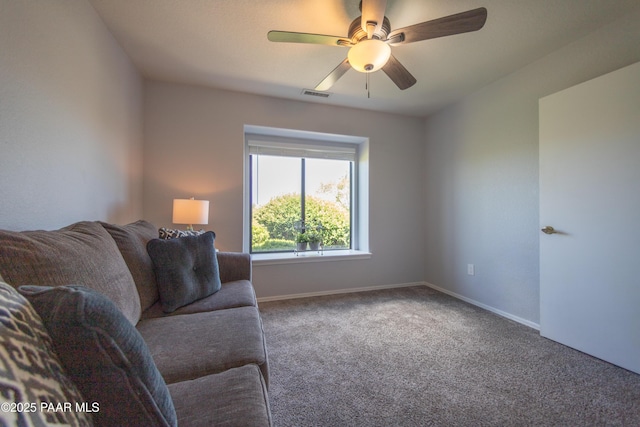 3070 Cascades Ct Unit 14C, Prescott, AZ 86301 - carpeted living area with a ceiling fan and baseboards