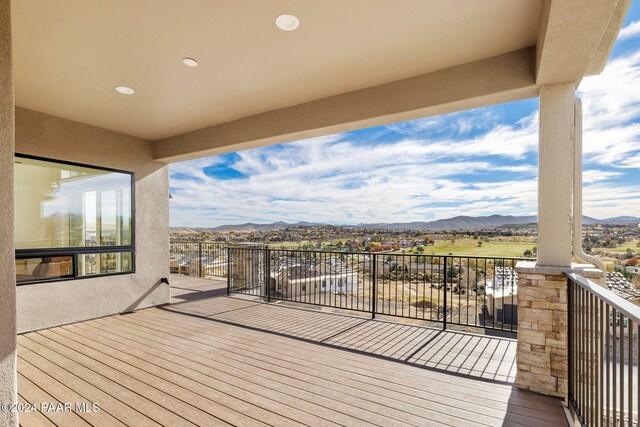 deck with a mountain view