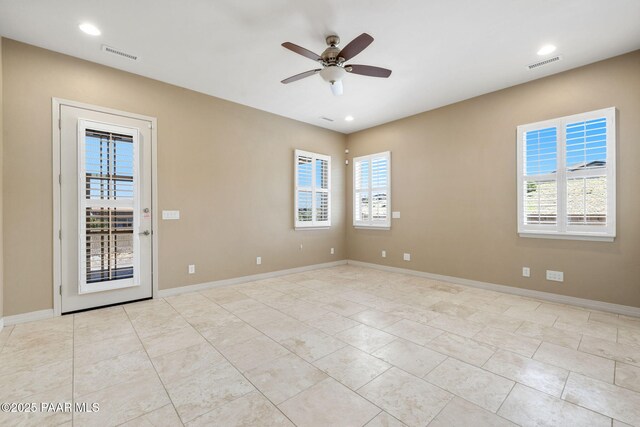 3280 Stone Cliff Ct, Prescott, AZ 86301 - spare room with a ceiling fan, plenty of natural light, light tile patterned floors, baseboards, and recessed lighting