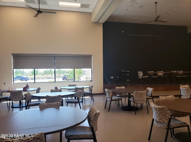 24757 N 175th Dr, Surprise, AZ 85387 - dining space with ceiling fan, a paneled ceiling, and a towering ceiling