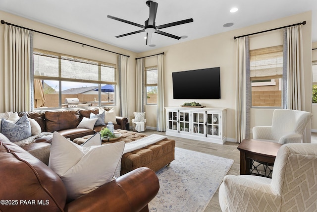24757 N 175th Dr, Surprise, AZ 85387 - living room with ceiling fan, wood finished floors, and recessed lighting