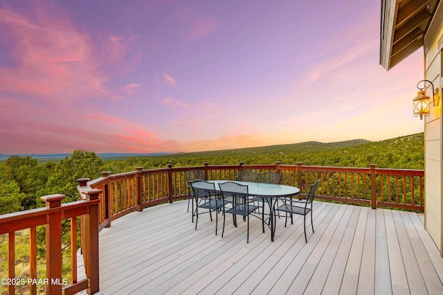 2667 N Overlook Dr, Williams, AZ 86046 - deck at dusk featuring outdoor dining area