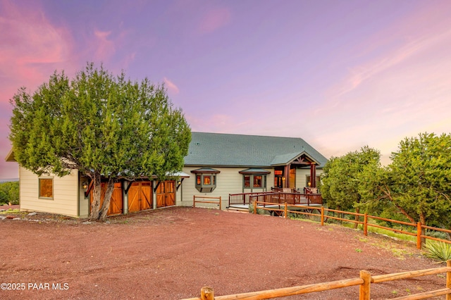 2667 N Overlook Dr, Williams, AZ 86046 - rear view of property with a wooden deck and a shingled roof