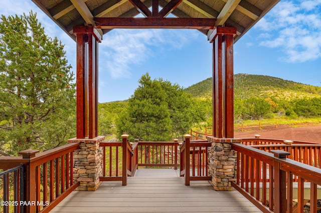 2667 N Overlook Dr, Williams, AZ 86046 - wooden terrace with a mountain view