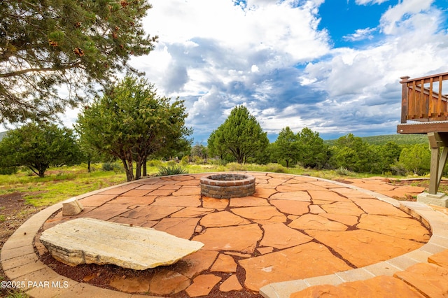 2667 N Overlook Dr, Williams, AZ 86046 - view of patio featuring an outdoor fire pit