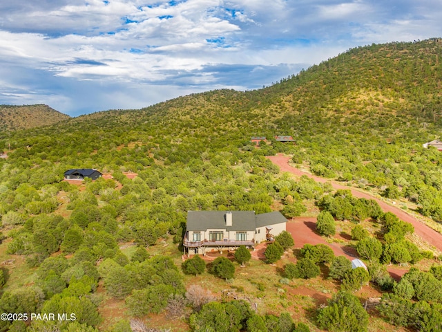 2667 N Overlook Dr, Williams, AZ 86046 - aerial view of property and surrounding area with a heavily wooded area and mountains