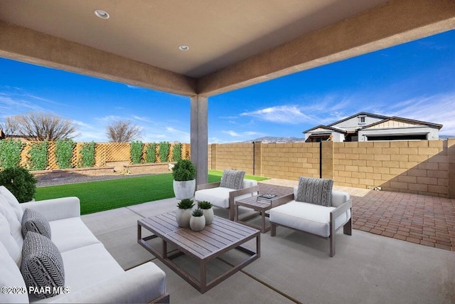 7942 E Carbon Ct Unit 20-A, Prescott Valley, AZ 86315 - fenced backyard featuring a patio and outdoor lounge area