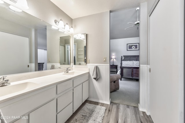1665 Quail Run, Prescott, AZ 86303 - bathroom with ceiling fan, hardwood / wood-style floors, and vanity