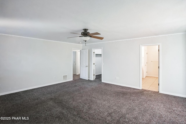 739 Yavapai Hills Dr, Prescott, AZ 86301 - empty room featuring a ceiling fan, carpet, and ornamental molding