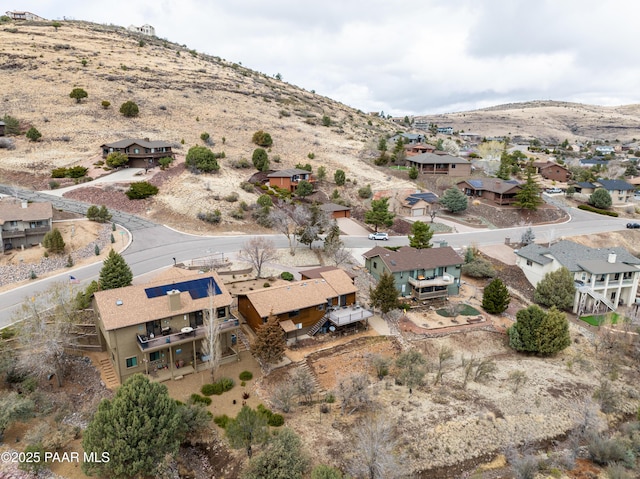 aerial view featuring a residential view and a mountain view
