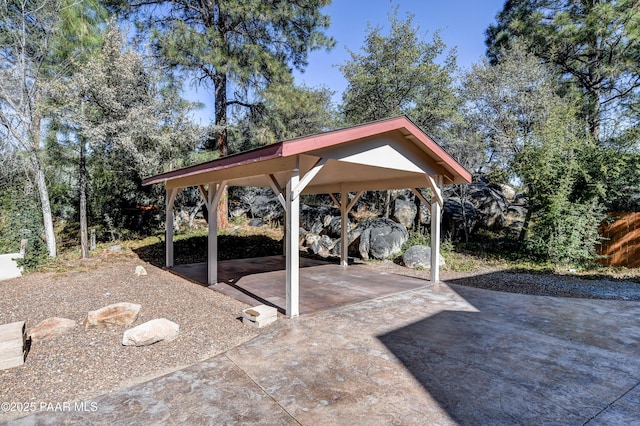 view of patio / terrace featuring a carport and a gazebo