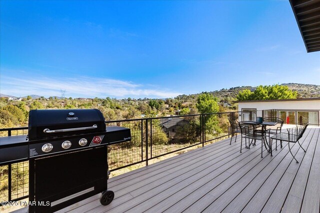1841 N Jade Cir, Prescott, AZ 86301 - deck featuring grilling area, outdoor dining area, and a mountain view