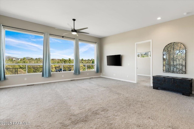 1841 N Jade Cir, Prescott, AZ 86301 - unfurnished living room with ceiling fan, carpet floors, baseboards, and recessed lighting