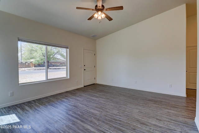 8346 Florentine Rd, Prescott Valley, AZ 86314 - unfurnished room featuring wood finished floors, a ceiling fan, and vaulted ceiling