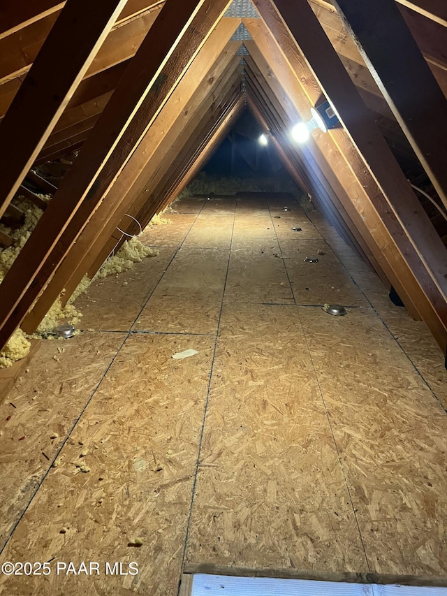 view of unfinished attic