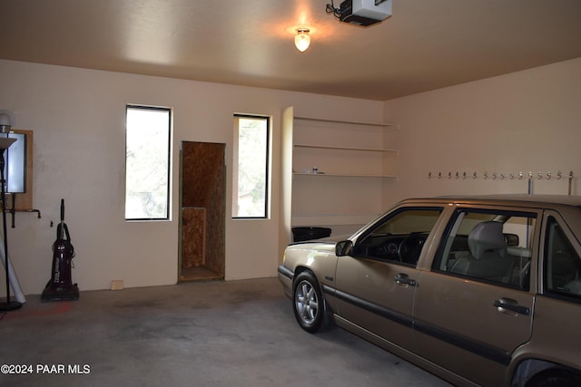 garage with a garage door opener