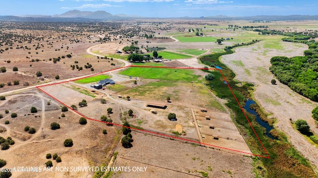 drone / aerial view with a rural view and a mountain view